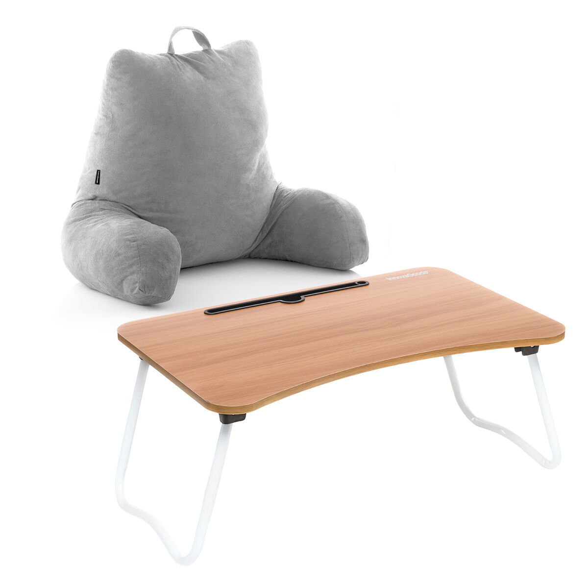 Pack mesa dobrável auxiliar multiuso e almofada de leitura com apoios innovagoods