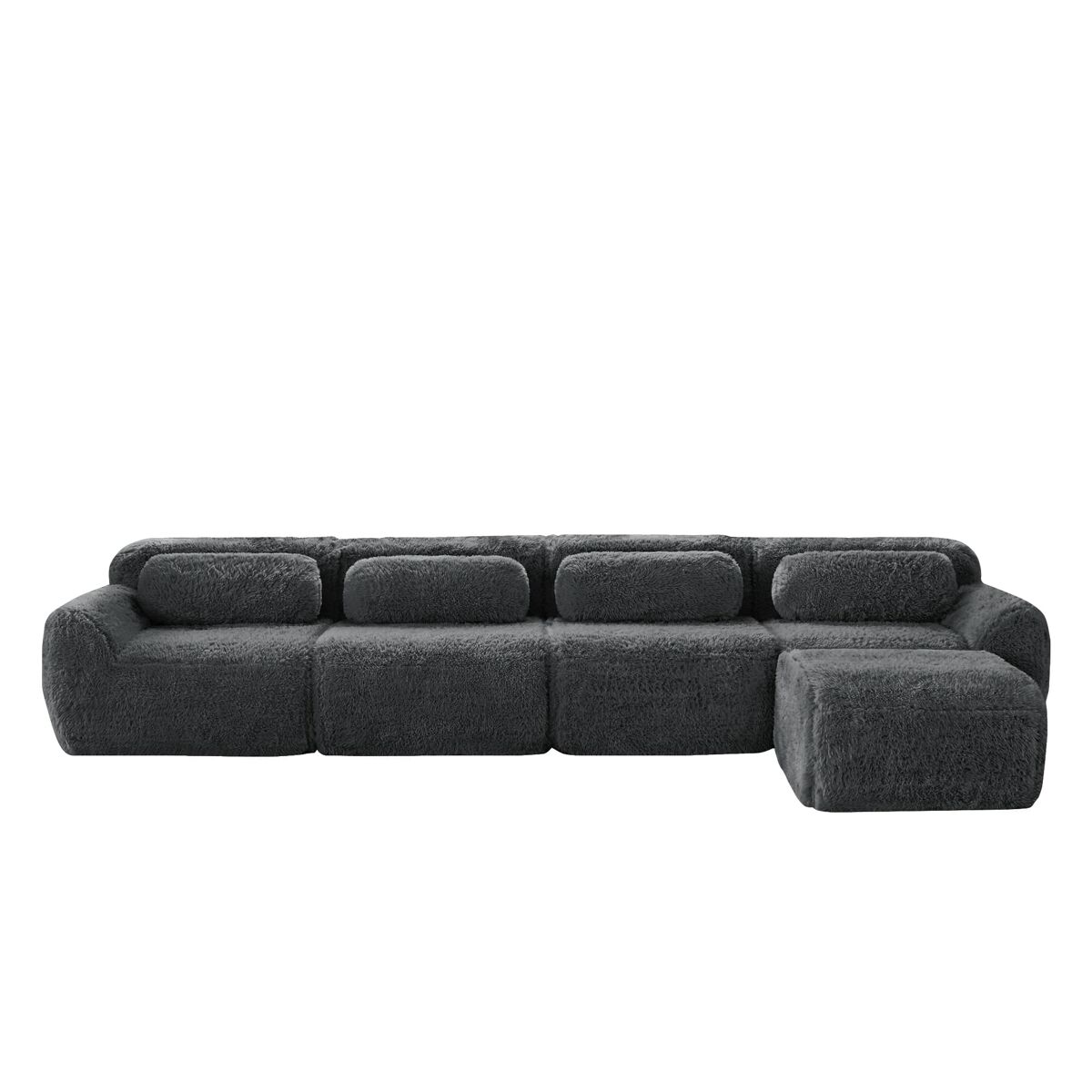 Sofá modular em l para 4 pessoas - sem montagem, chaise longue - cinzento