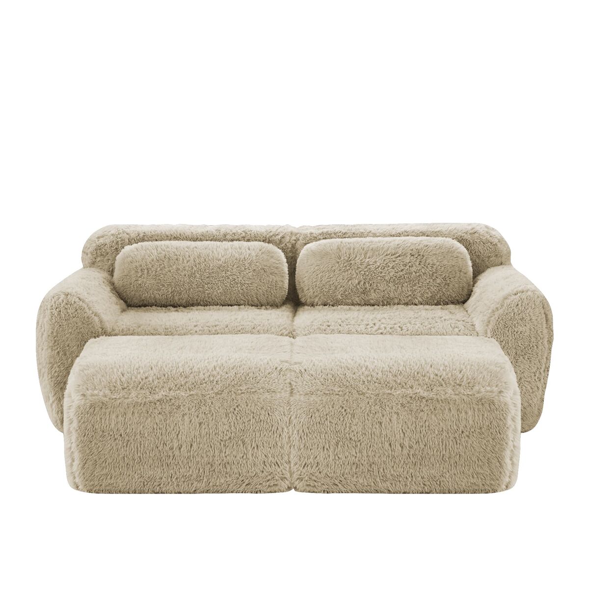 Sofá modular + 2 lugares - tecido felpudo macio, chaise longue, sem montagem - bege claro