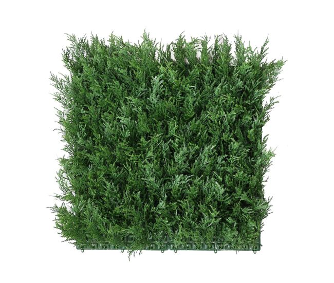 Well home jardín vertical artificial, painel de seto 100x100cm, para decoração interior e exterior - cedro en color verde