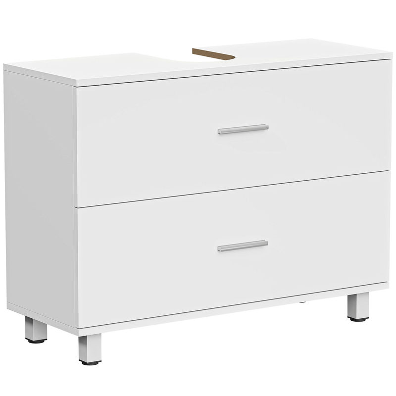Homcom móvel para lavatório pousar de casa de banho com 2 gavetas móvel para lavatório com gaveta superior dividida para lavatório sem pedestal