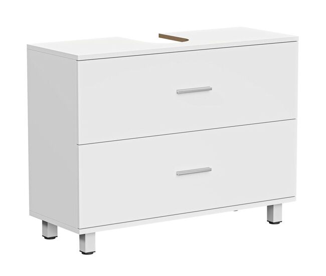 Homcom móvel para lavatório pousar de casa de banho com 2 gavetas móvel para lavatório com gaveta superior dividida para lavatório sem pedestal
