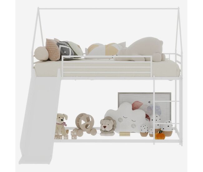 Cama alta infantil twin - segura com escada - branca