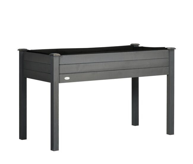 Outsunny horta elevada de madeira 122,5x56,5x76 cm mesa de cultivo com tecido não tecido e 4 orifícios de drenagem para cultivo de plantas e flores