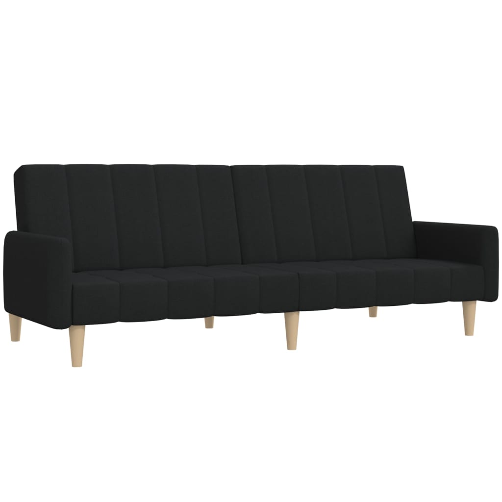 Vidaxl sofá-cama de 2 lugares tecido preto
