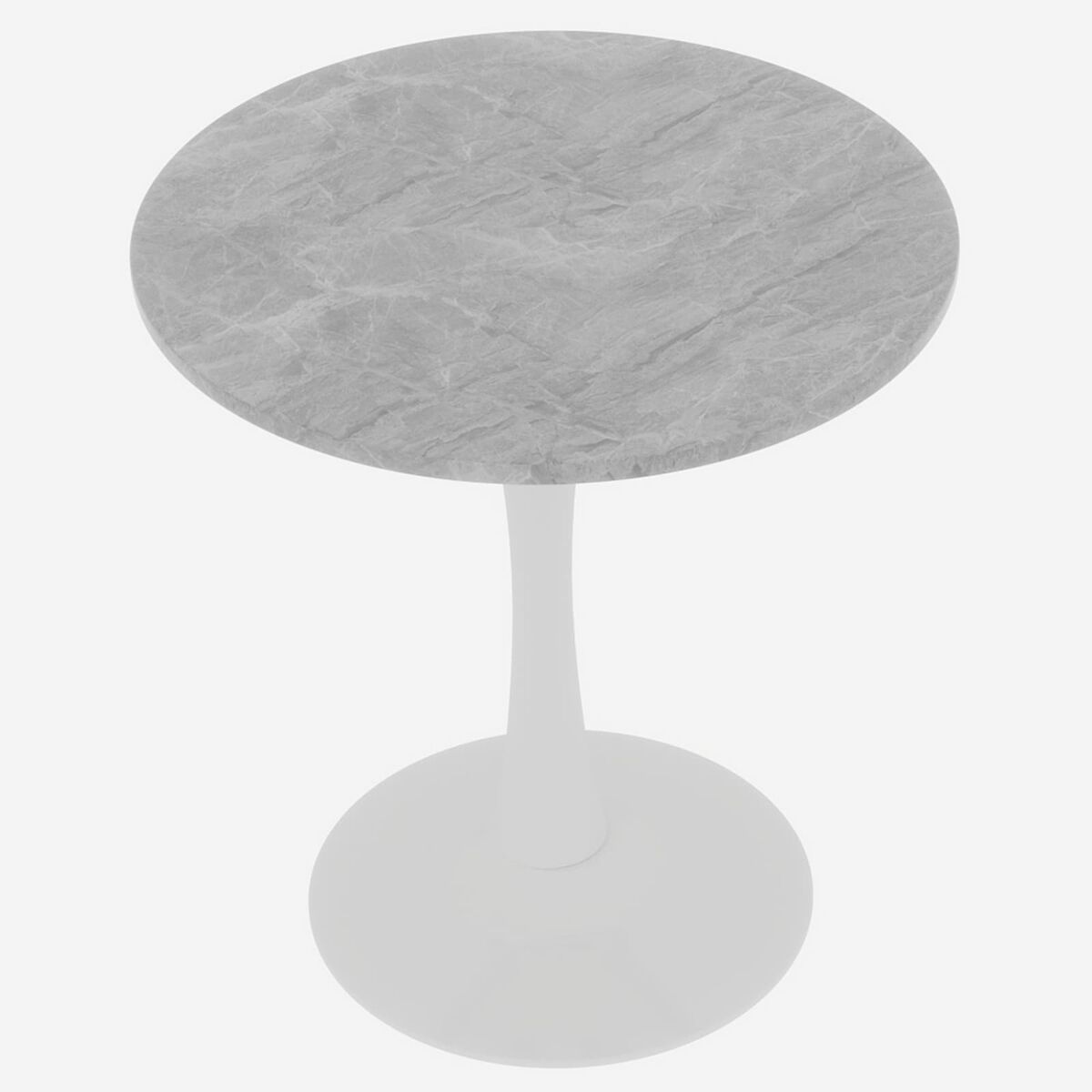 Mesa de centro 70 cm - estilo moderno vintage, tampo redondo em mármore gris claro, blanc