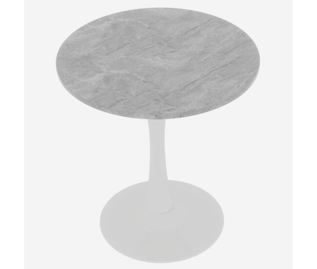 Mesa de centro 70 cm - estilo moderno vintage, tampo redondo em mármore gris claro, blanc