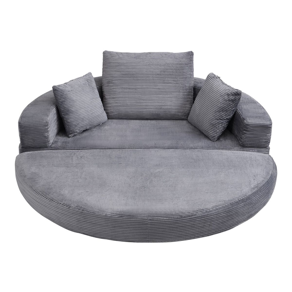 Sofá-cama dobrável 173x176 cm - modular, almofadas incluídas, estofado em veludo cotelê - cinza