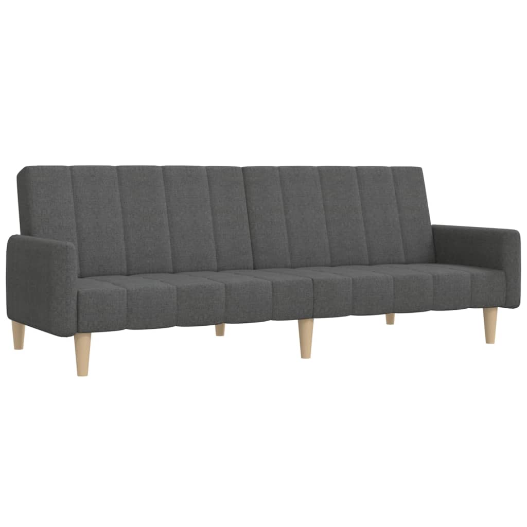 Vidaxl sofá-cama de 2 lugares tecido cinzento-escuro