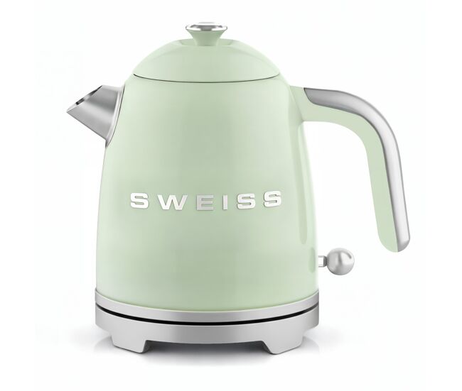 Chaleira vintage sweiss kts7 de 1 l em aço inoxidável com aquecimento rápido, verde
