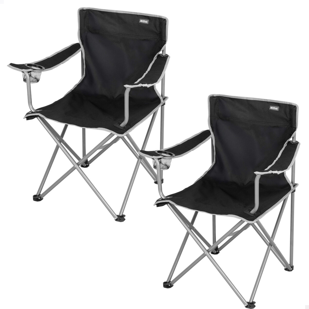 Aktive Conjunto de 4 cadeiras de campismo dobráveis Preto