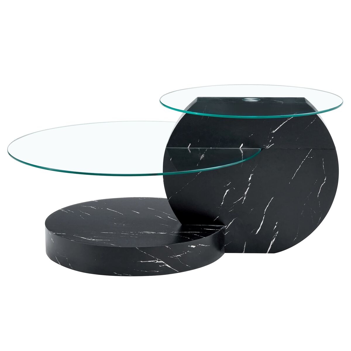 Mesa de centro em vidro temperado - design minimalista multicamadas - preto/transparente