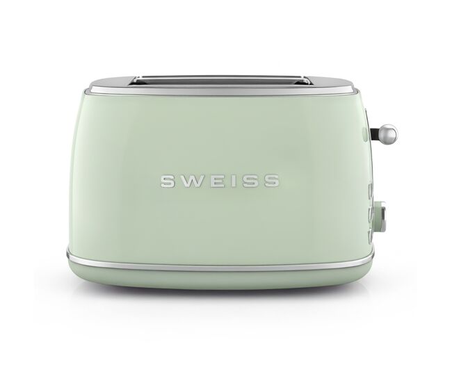 Torradeira vintage sweiss grs7 de 850 w com 2 ranhuras, 6 níveis de tostagem e função descongelar, verde
