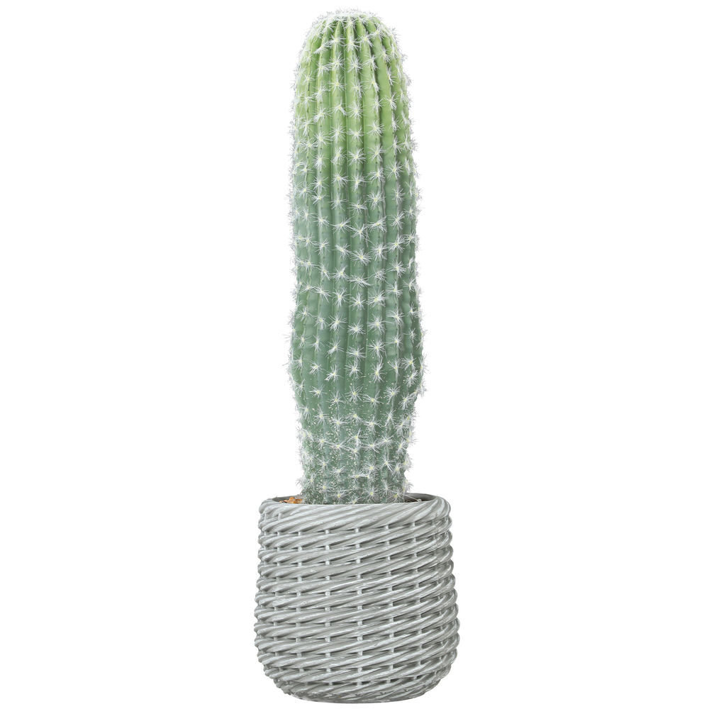 Homcom cacto artificial 66 cm planta artificial decorativa com vaso para decoração de interiores casa escritório sala verde