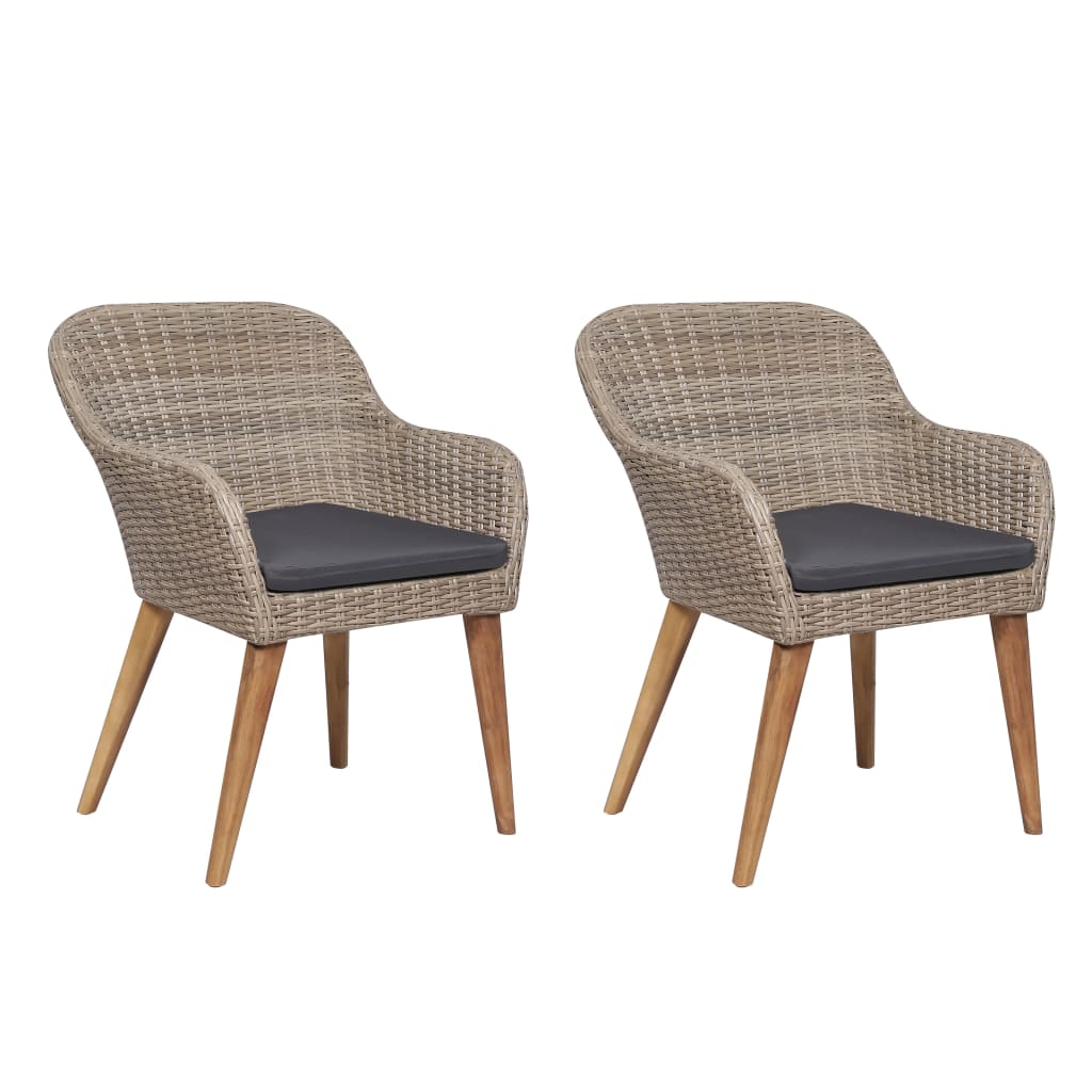 Vidaxl cadeiras de jardim com almofadas 2 unidades rattan sintético castanho