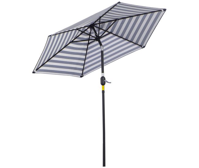 Outsunny chapéu de sol exterior ø230 cm chapéu de sol de jardim com ângulo ajustável e manivela impermeável chapéu de sol para pátio terraço azul e