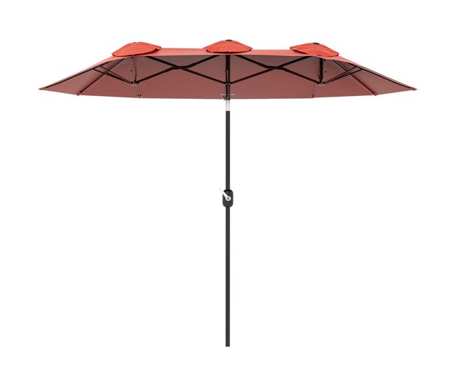 Outsunny chapéu de sol duplo 295x152x222 cm chapéu de sol de jardim com inclinação de 45° manivela estrutura de aço para pátio varanda piscina