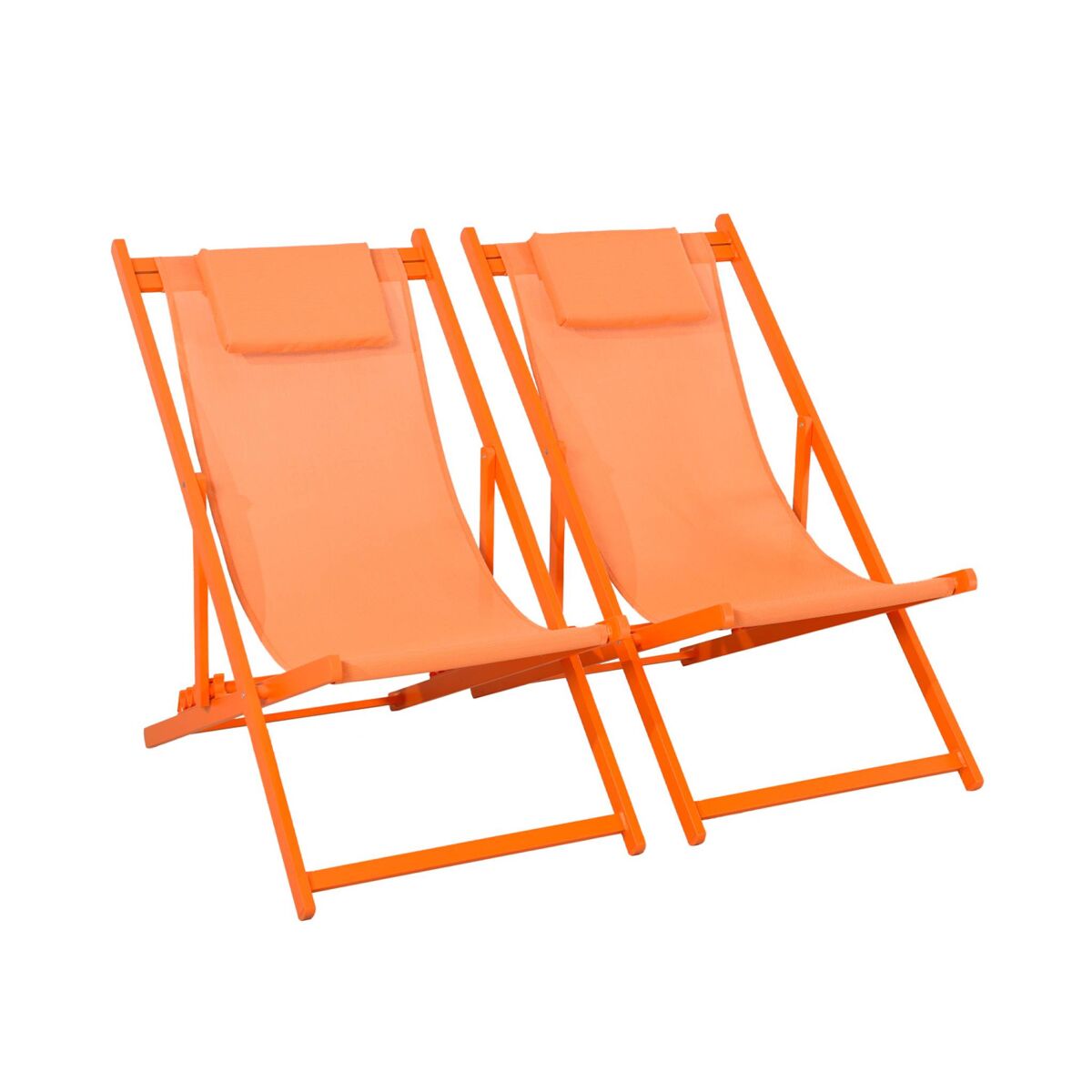 Espreguiçadeira de alumínio multi posições, set de 2, gaia, laranja, 99x88.5x58 cm