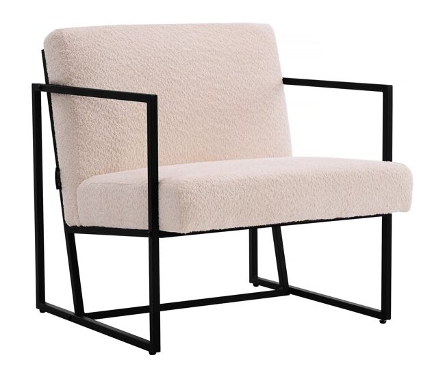 Poltrona "kennedy" em veludo e metal - 73,5 x 75,5 x 81 cm - creme