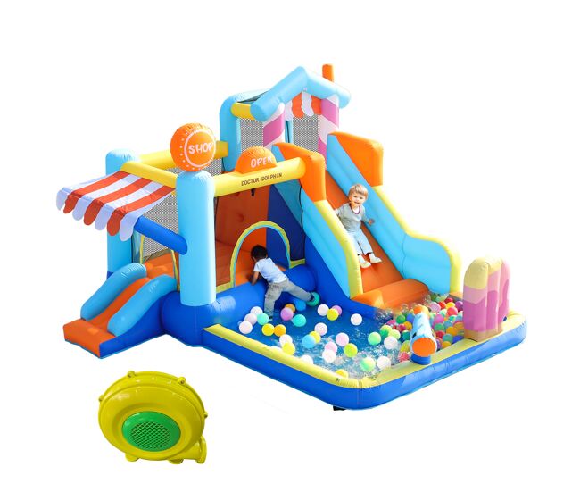 Castelo insuflável para crianças de tecido oxford com piscina,multicolor