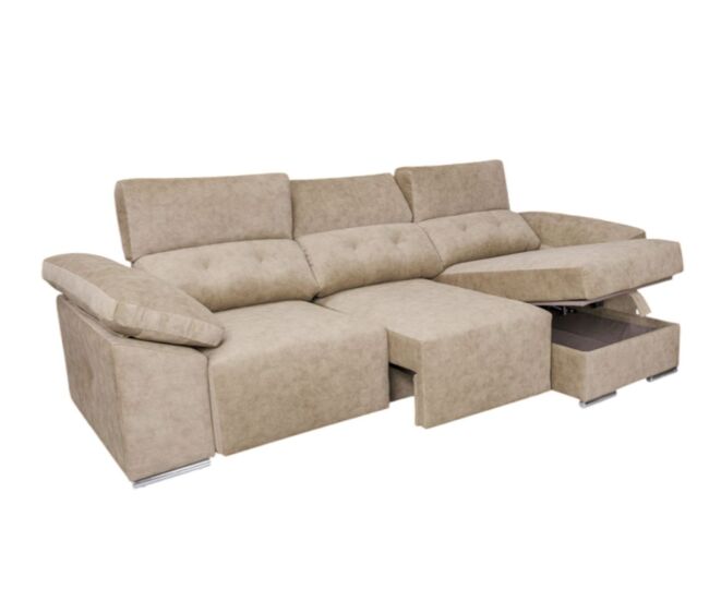 Chaise longue montecarlo com pufes bege, lado direito