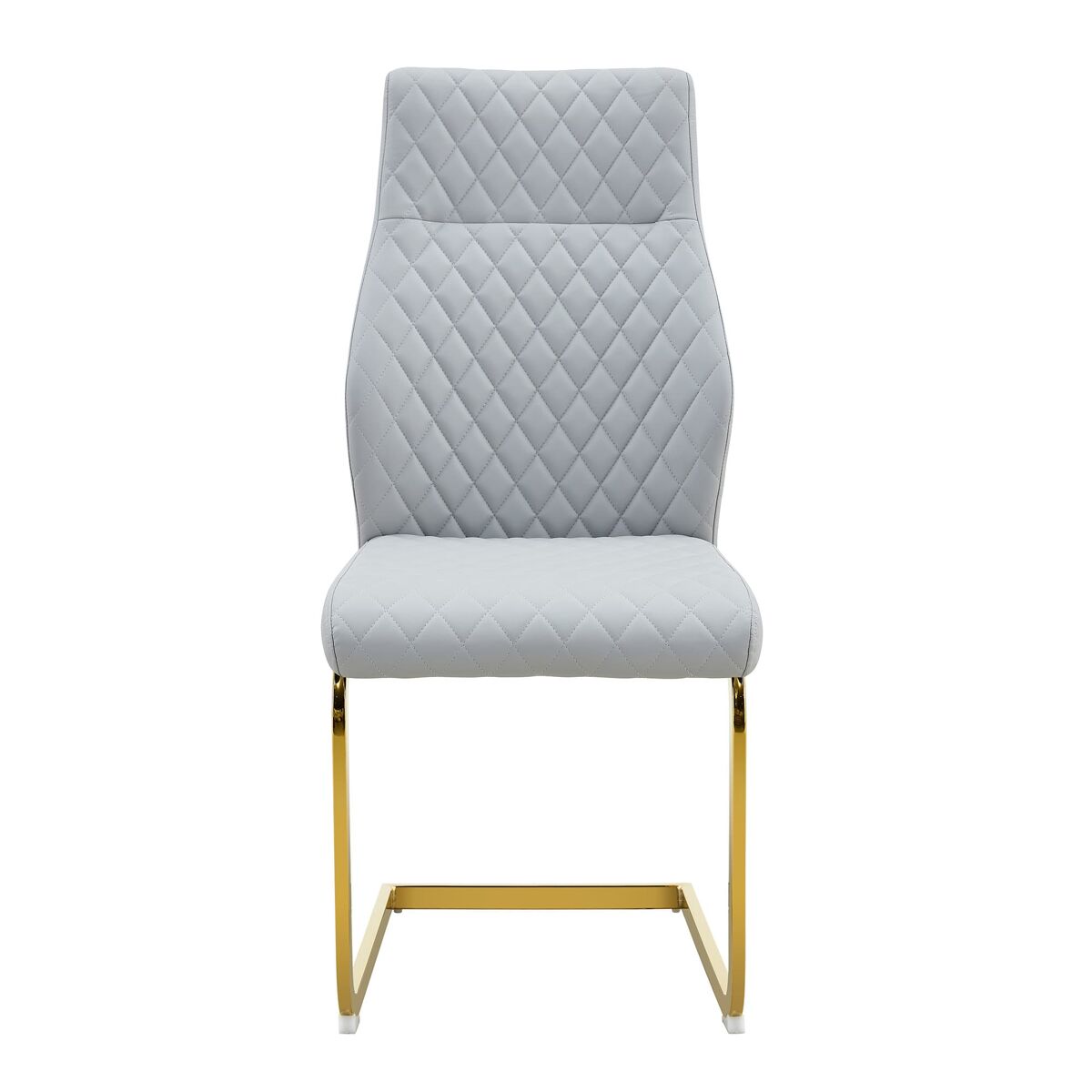 Cadeira de sala de jantar 2 unidades - encosto alto, assento acolchoado, metal dourado - cinza claro/dourado