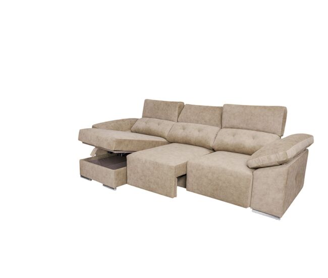Chaise longue montecarlo com pufes bege, lado esquerdo