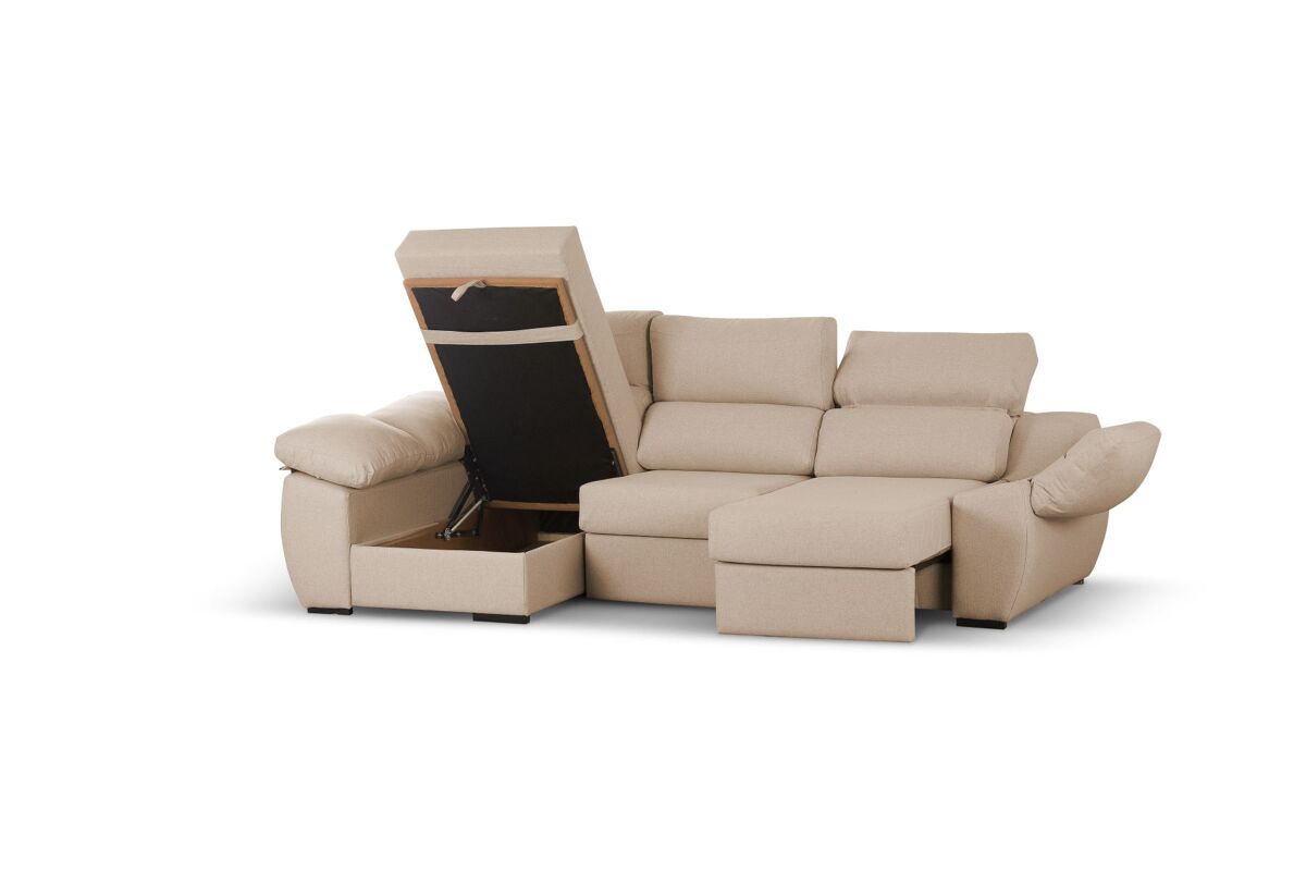 Sofá-cama Chaise longue Distinction Bege Esquerdo