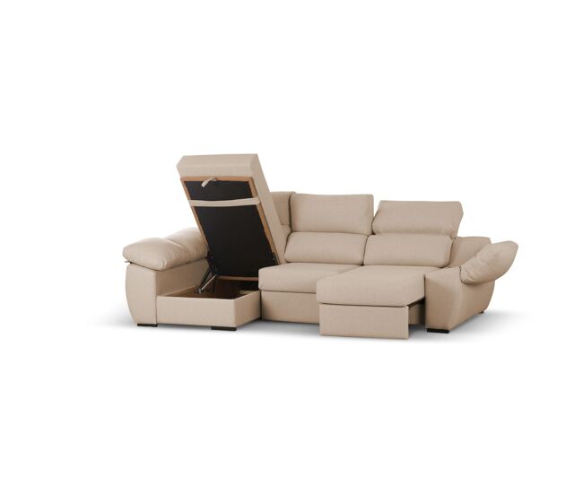Sofá-cama chaise longue distinction bege esquerdo