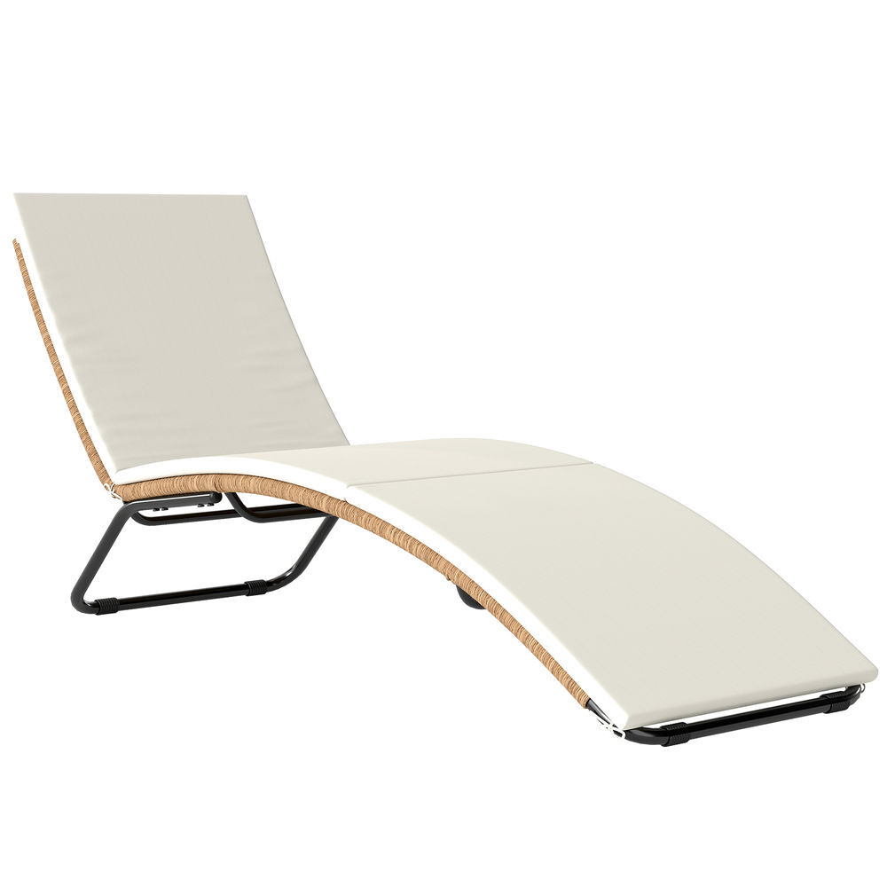 Outsunny espreguiçadeira de vime em forma de s, espreguiçadeira de jardim exterior com almofada, assento respirável e estrutura de aço, carga 120 kg,
