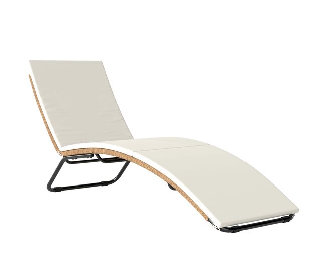 Outsunny espreguiçadeira de vime em forma de s, espreguiçadeira de jardim exterior com almofada, assento respirável e estrutura de aço, carga 120 kg,