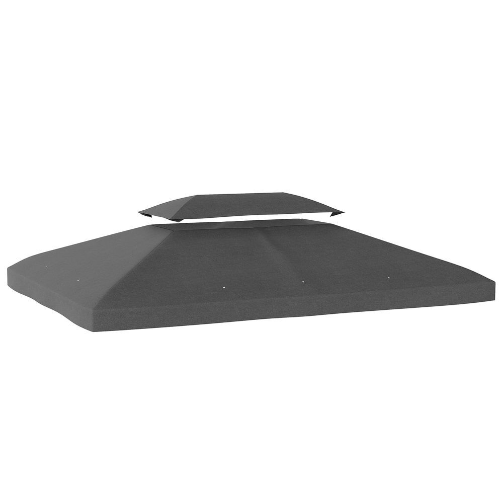 Outsunny teto de reposição para pérgola 4x3 m cobertura substituição teto duplo 10 orifícios drenagem proteção uv apenas teto cinzento escuro