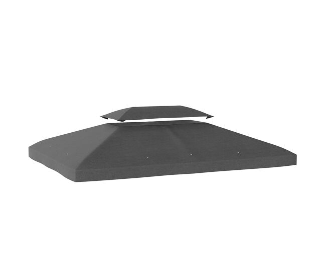 Outsunny teto de reposição para pérgola 4x3 m cobertura substituição teto duplo 10 orifícios drenagem proteção uv apenas teto cinzento escuro