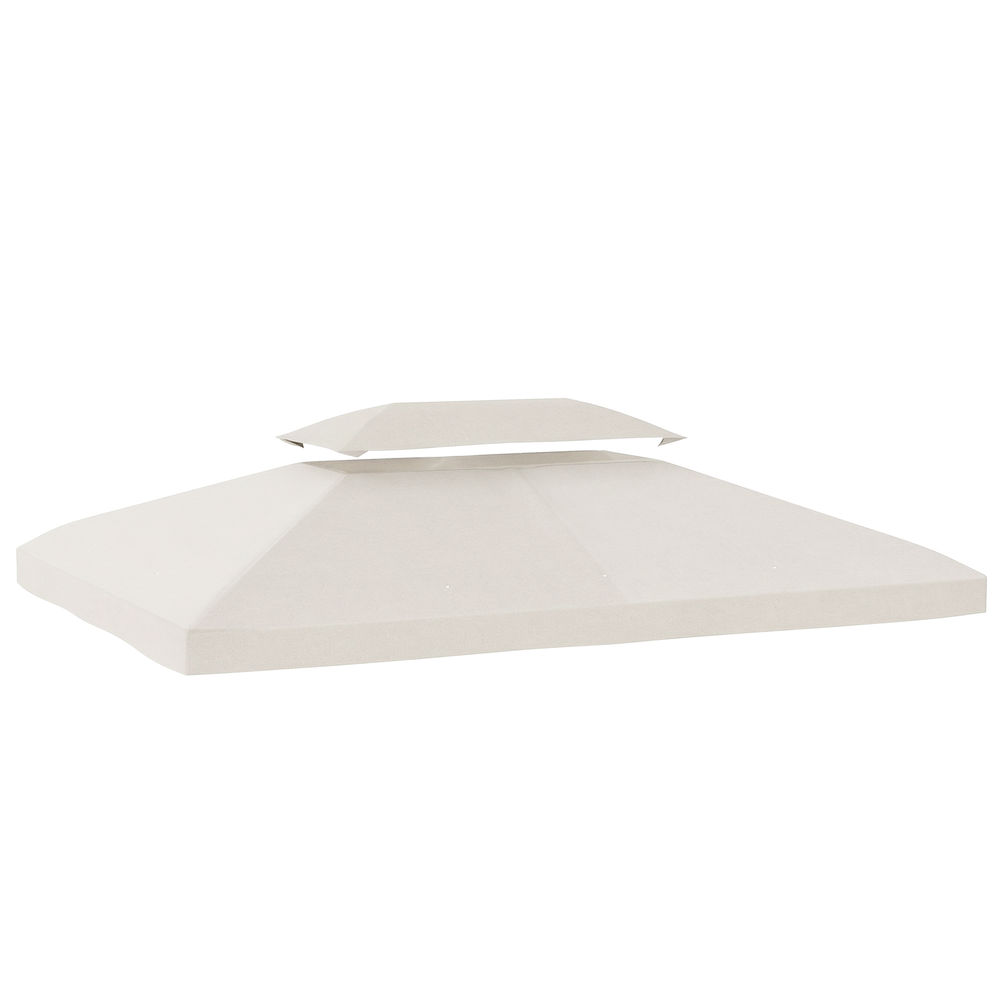 Outsunny teto de substituição para pérgula 4x3 m com teto duplo, 10 orifícios de drenagem e proteção uv, apenas toldo de substituição, cor creme