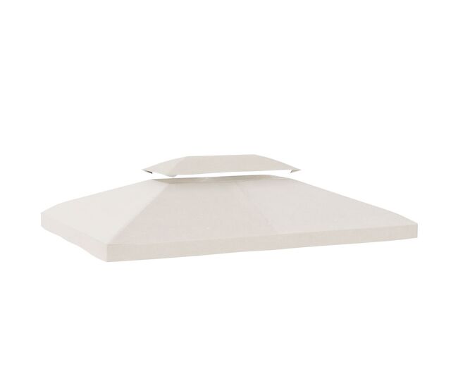 Outsunny teto de substituição para pérgula 4x3 m com teto duplo, 10 orifícios de drenagem e proteção uv, apenas toldo de substituição, cor creme