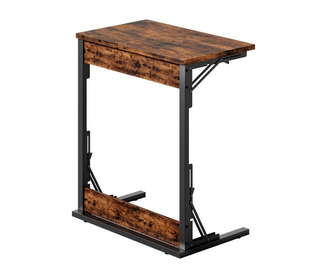 Conjunto de 2 mesas auxiliares dobráveis em c 60x37x71 cm - metálicas reguláveis - castanho rústico