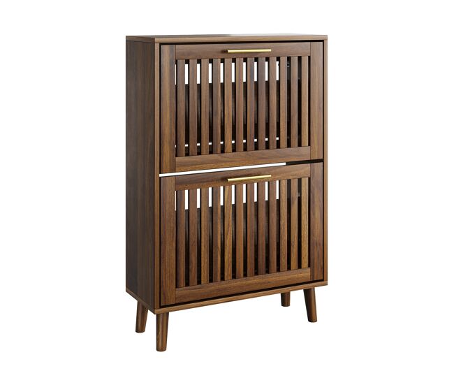 Sapateiro 60 cm - estilo medieval moderno, 2 gavetas rebatíveis - nogueira