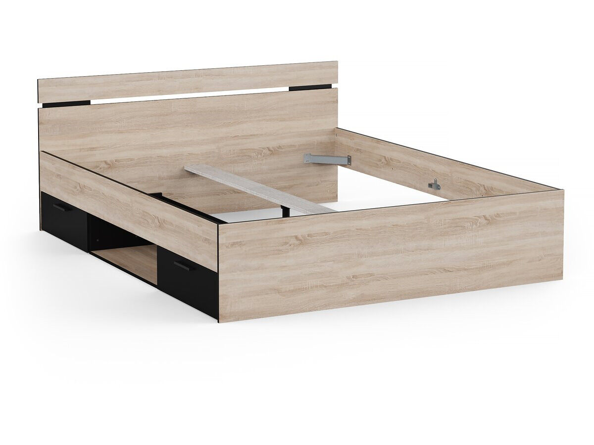 Cama de casal em madeira "michigan" - 160 x 200 cm - bege