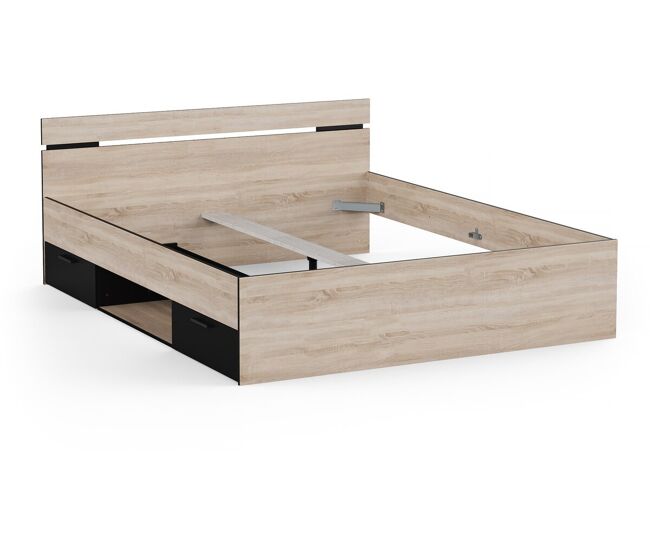 Cama de casal em madeira "michigan" - 160 x 200 cm - bege