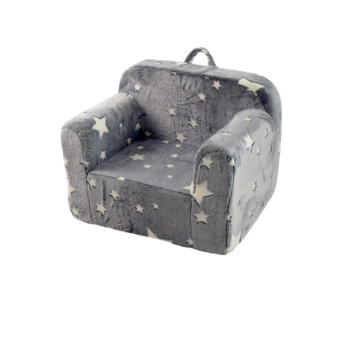 Sofá infantil - com alças e bolsos laterais, leve, cadeira de espuma - gris