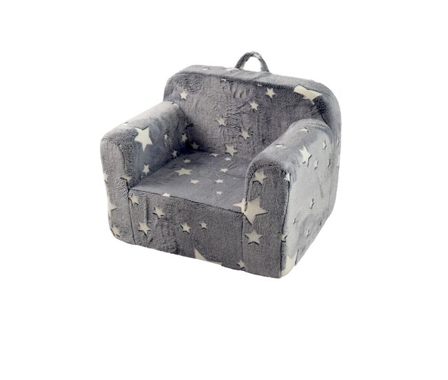 Sofá infantil - com alças e bolsos laterais, leve, cadeira de espuma - gris
