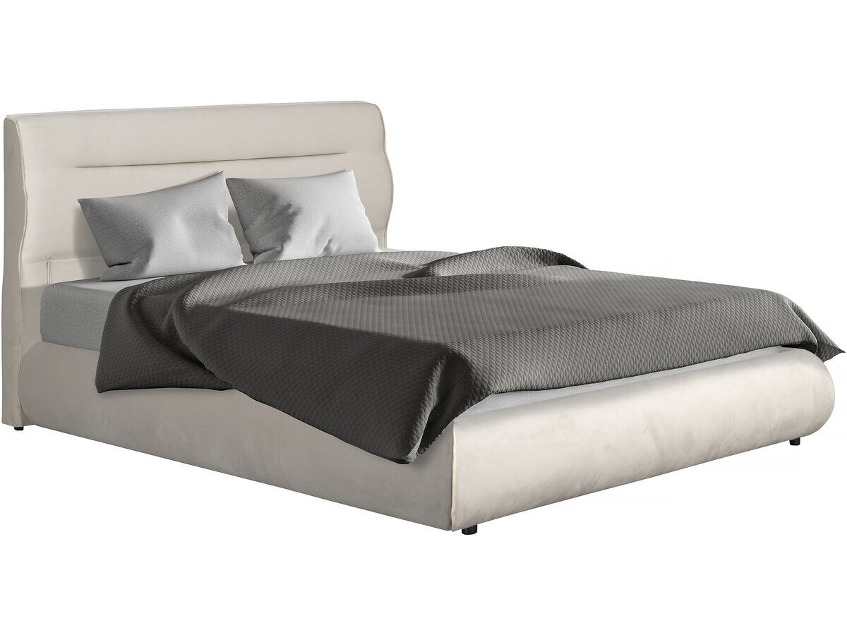 Cama de casal com arrumação em veludo "chamonix" - 140 x 190 cm - bege