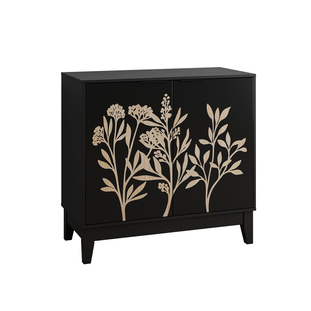Buffet vintage 80 cm - entalhado, 2 portas, étagères ajustáveis - noir