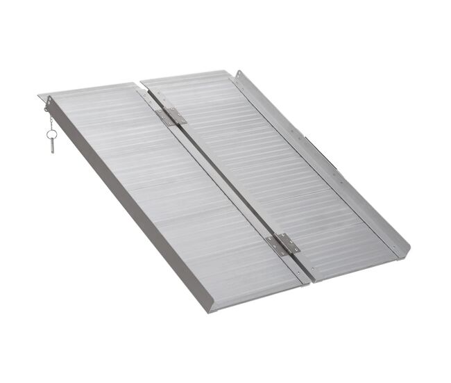 Homcom rampa dobrável para cadeiras de rodas 91 cm carga 270 kg antiderrapante com bordas de segurança e alça para escadas e portas acessibilidade