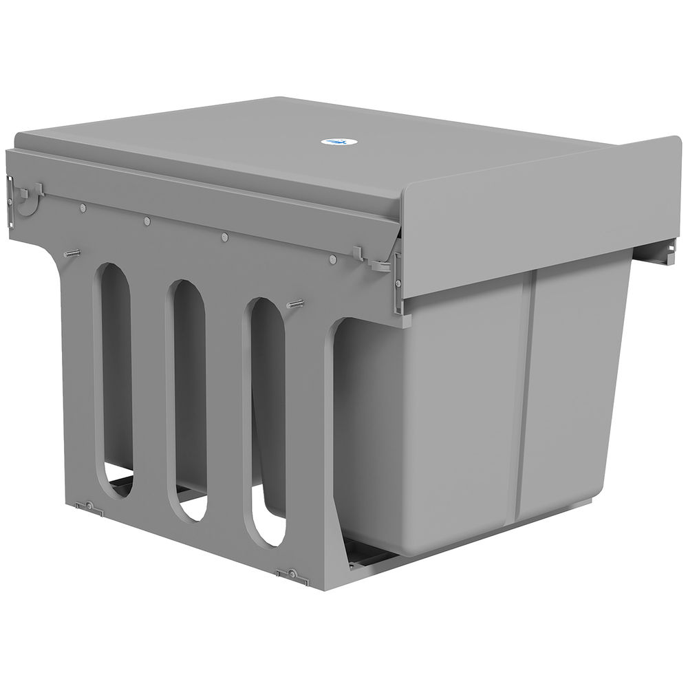 Homcom balde de lixo embitido com 2 recipientes removíveis para reciclagem capacidade total 30l (15lx2) fixação inferior para reciclagem e resíduos