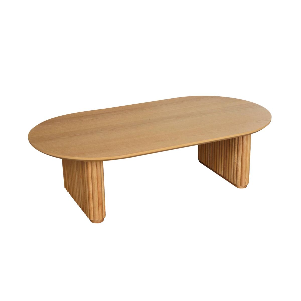 Mesa de centro oval madeira de seringueira folheado carvalho, gabrielle, carvalho, 122x65x35 cm