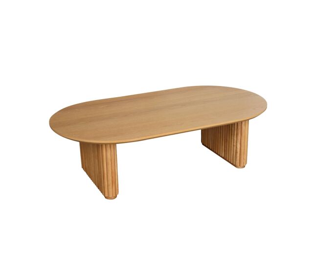 Mesa de centro oval madeira de seringueira folheado carvalho, gabrielle, carvalho, 122x65x35 cm