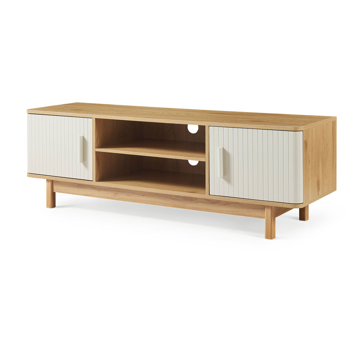Armário para televisão ferrersp 2 portas mdf 140x40x45 cm carvalho/areia [en.casa]