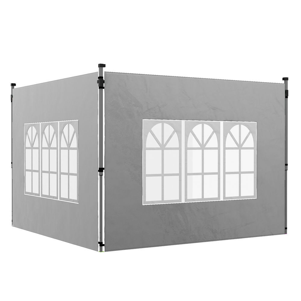 Outsunny 2 painéis laterais para tenda de 3x3 / 3x4 m 295x195 cm parede de substituição de tecido oxford para tendas dobráveis com janela para jardim