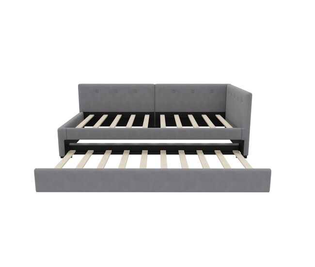 Cama individual 90x200 cm - sofá-cama com cama extra, minimalista - cinza